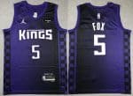 Sacramento Kings #5 De'Aaron Fox Purple Black Statement Icon Sponsor Swingman Jersey