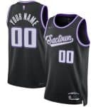 Sacramento Kings Custom Black City Diamond 75th Icon Hot Press Jersey