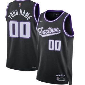 Sacramento Kings Custom Black City Diamond 75th Icon Hot Press Jersey