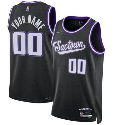 Sacramento Kings Custom Black City Diamond 75th Icon Hot Press Jersey