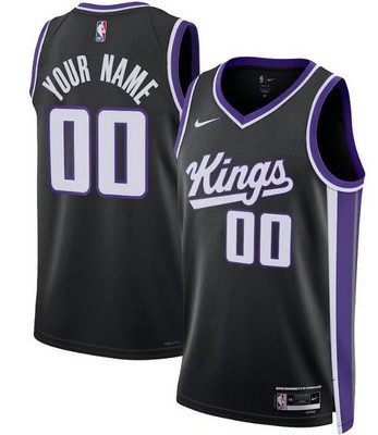 Sacramento Kings Custom Black Icon Heat Press Jersey