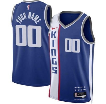 Sacramento Kings Custom Blue 2023 City Icon Heat Press Jersey