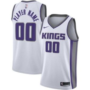 Sacramento Kings Custom White Icon Hot Press Jersey