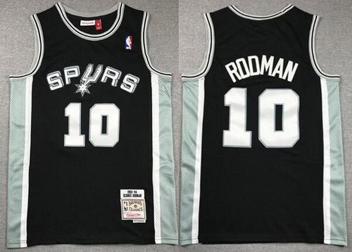 San Antonio Spurs #10 Dennis Rodman Black 1993 Throwback Swingman Jersey