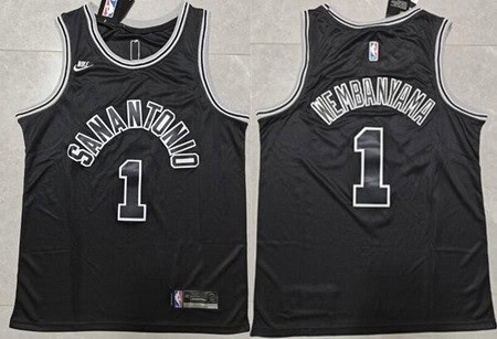 San Antonio Spurs #1 Victor Wembanyama Black Classic Icon Swingman Jersey