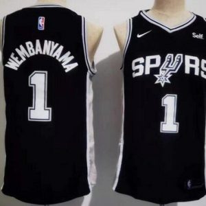 San Antonio Spurs #1 Victor Wembanyama Black Icon Sponsor Swingman Jersey