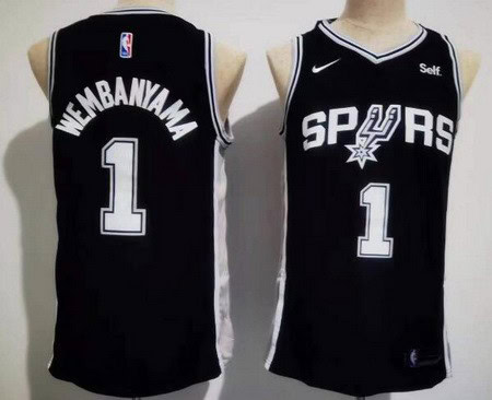 San Antonio Spurs #1 Victor Wembanyama Black Icon Sponsor Swingman Jersey