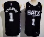 San Antonio Spurs #1 Victor Wembanyama Black Statement Icon Sponsor Swingman Jersey