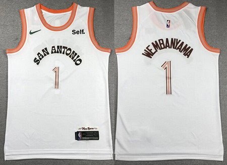 San Antonio Spurs #1 Victor Wembanyama White 2023 City Icon Sponsor Swingman Jersey