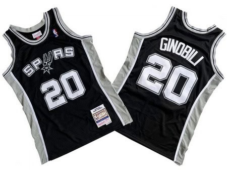 San Antonio Spurs #20 Manu Ginobili Black 2002 Throwback Swingman Jersey