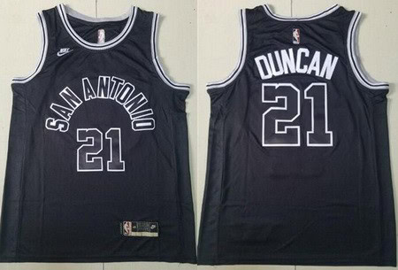 San Antonio Spurs #21 Tim Duncan Black Classic Icon Sponsor Swingman Jersey