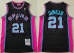 San Antonio Spurs #21 Tim Duncan Black Pink 1998 Throwback Swingman Jersey