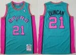 San Antonio Spurs #21 Tim Duncan Green Pink 1998 Throwback Swingman Jersey