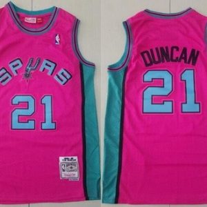 San Antonio Spurs #21 Tim Duncan Pink 1998 Throwback Swingman Jersey