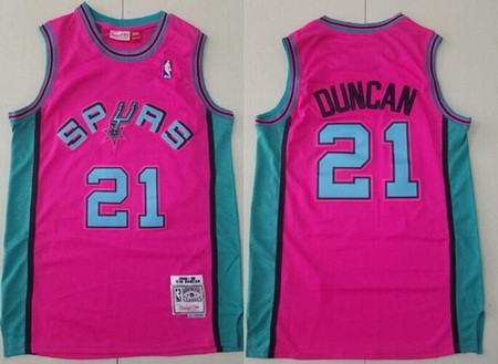 San Antonio Spurs #21 Tim Duncan Pink 1998 Throwback Swingman Jersey