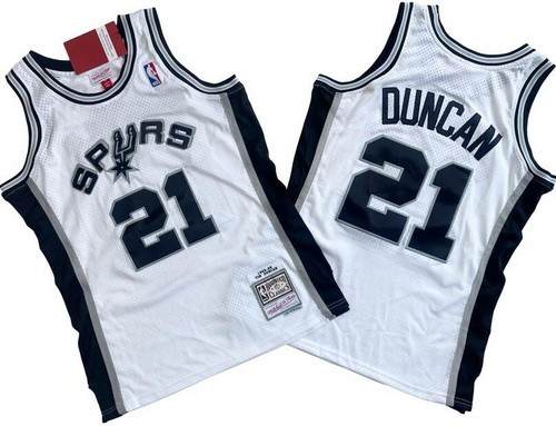 San Antonio Spurs #21 Tim Duncan White 1998 Throwback Swingman Jersey