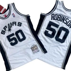 San Antonio Spurs #50 David Robinson White 1998 Throwback Swingman Jersey