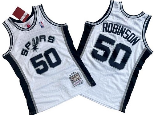San Antonio Spurs #50 David Robinson White 1998 Throwback Swingman Jersey