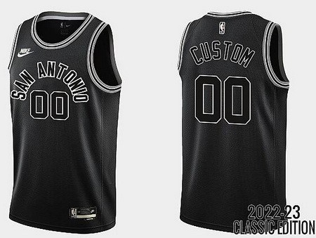San Antonio Spurs Custom Black 2022 Classic Icon Hot Press Jersey