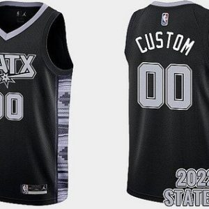 San Antonio Spurs Custom Black 2023 Statement Icon Hot Press Jersey
