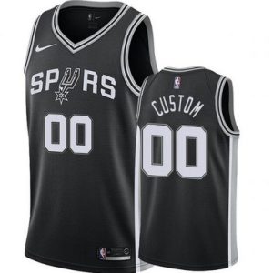 San Antonio Spurs Custom Black Icon Hot Press Jersey