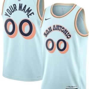 San Antonio Spurs Custom Light Blue 2024 City Heat Press Jersey