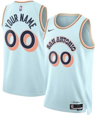San Antonio Spurs Custom Light Blue 2024 City Heat Press Jersey