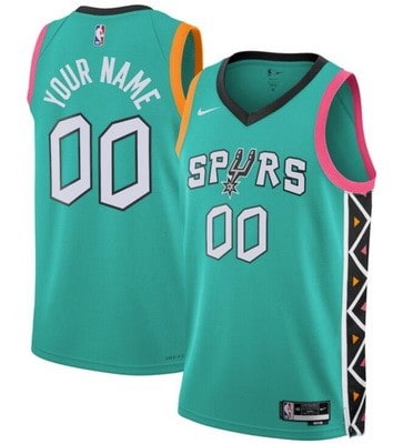 San Antonio Spurs Custom Teal 2022 City Icon Heat Press Jersey