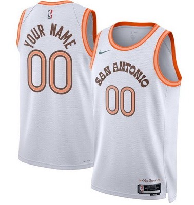 San Antonio Spurs Custom White 2023 City Icon Heat Press Jersey