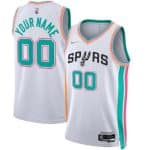 San Antonio Spurs Custom White City Diamond 75th Icon Hot Press Jersey