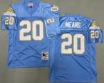 San Diego Chargers #20 Natrone Means Light Blue 1994 Throwback Jersey