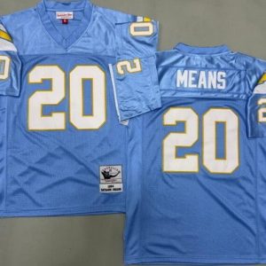 San Diego Chargers #20 Natrone Means Light Blue 1994 Throwback Jersey