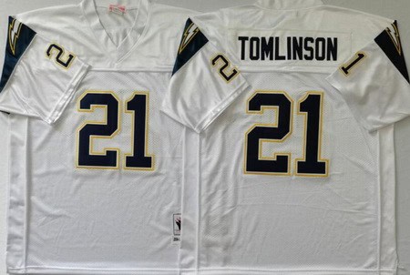 San Diego Chargers #21 LaDainian Tomlinson White Throwback Jersey