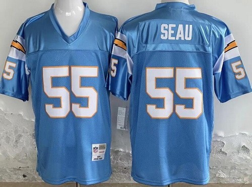 San Diego Chargers #55 Junior Seau Light Blue 1994 Throwback Jersey