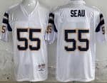 San Diego Chargers #55 Junior Seau White 1994 Throwback Jersey
