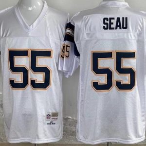 San Diego Chargers #55 Junior Seau White 1994 Throwback Jersey