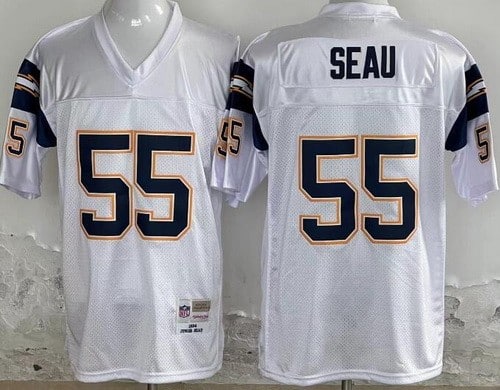 San Diego Chargers #55 Junior Seau White 1994 Throwback Jersey