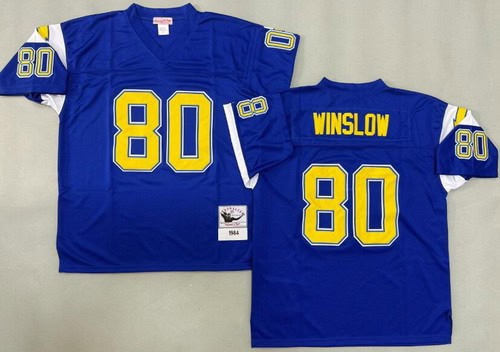 San Diego Chargers #80 Kellen Winslow Blue 1984 Throwback Jersey