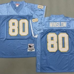 San Diego Chargers #80 Kellen Winslow Light Blue Throwback Jersey