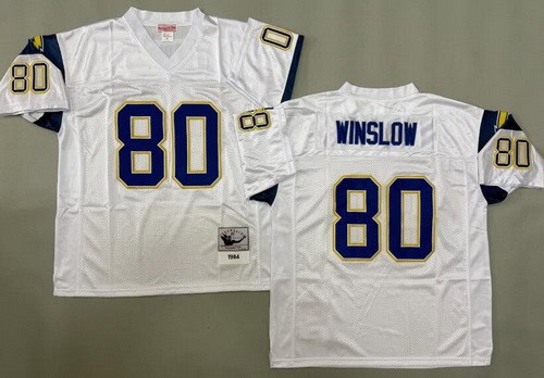 San Diego Chargers #80 Kellen Winslow White 1984 Throwback Jersey