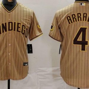 San Diego Padres #4 Luis Arraez Khaki Team Logo Cool Base Jersey