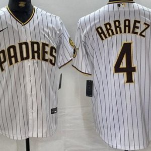 San Diego Padres #4 Luis Arraez White Team Logo Cool Base Jersey