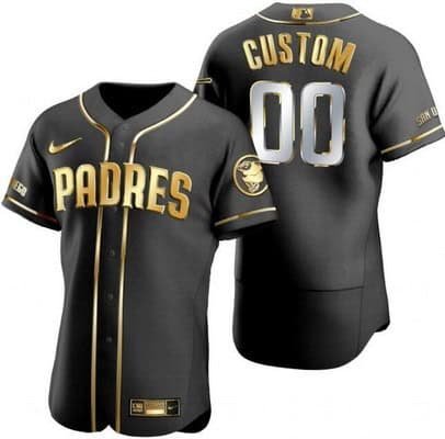 San Diego Padres Customized Black Gold Authentic Jersey