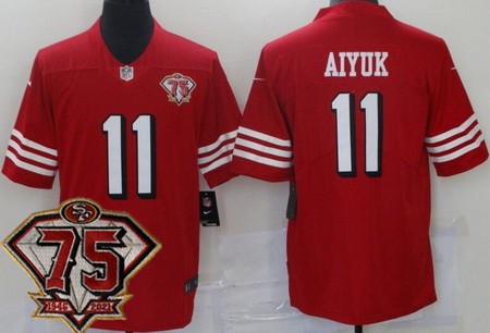 San Francisco 49ers #11 Brandon Aiyuk Limited Red 75th Anniversary Alternate Vapor Jersey