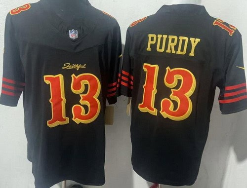 San Francisco 49ers #13 Brock Purdy Limited Black Rivalries FUSE Vapor Jersey