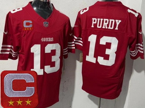 San Francisco 49ers #13 Brock Purdy Limited Red 2025 Captain Patch FUSE Vapor Jersey