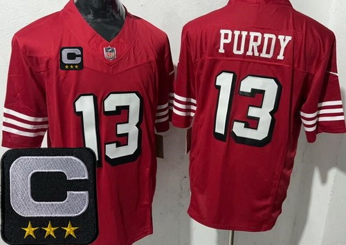 San Francisco 49ers #13 Brock Purdy Limited Red Alternate 2025 Captain Patch FUSE Vapor Jersey