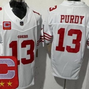 San Francisco 49ers #13 Brock Purdy Limited White 2025 Captain Patch FUSE Vapor Jersey