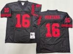 San Francisco 49ers #16 Joe Montana Black 1989 Throwback Jersey