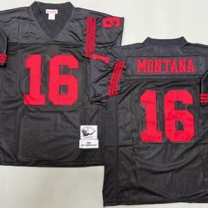 San Francisco 49ers #16 Joe Montana Black 1989 Throwback Jersey